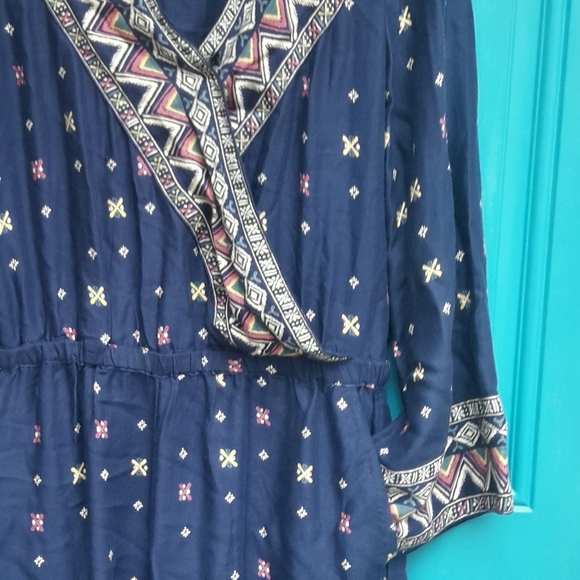 Shorts Jumpsuit Blue Romper Long Sleeves Shorts Rayon Blue Spring Summer XL - Picture 10 of 10